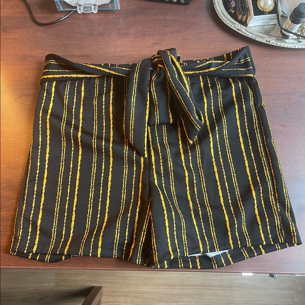 Black and Yellow Ribbon Shorts